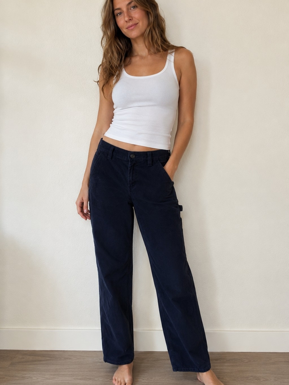 Carhartt Navy Wide-Leg Work Jeans